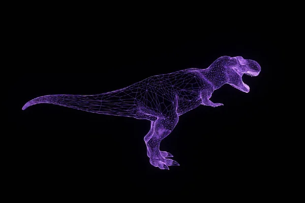 Dinozaur Trex w stylu model szkieletowy Hologram. Ładne renderowania 3d — Zdjęcie stockowe