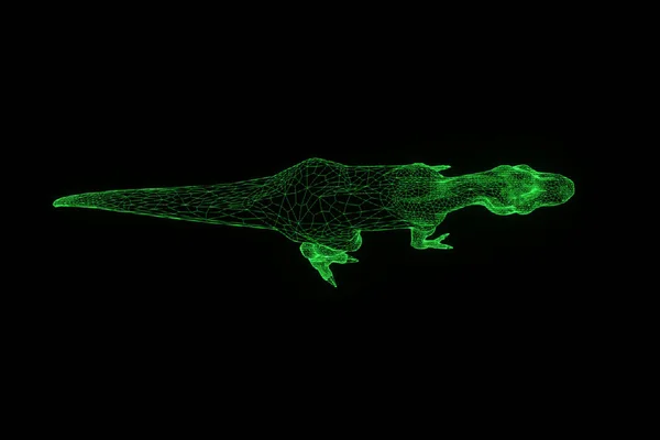 Dinosaur Trex in Hologram Wireframe stijl. Mooie 3D-Rendering — Stockfoto
