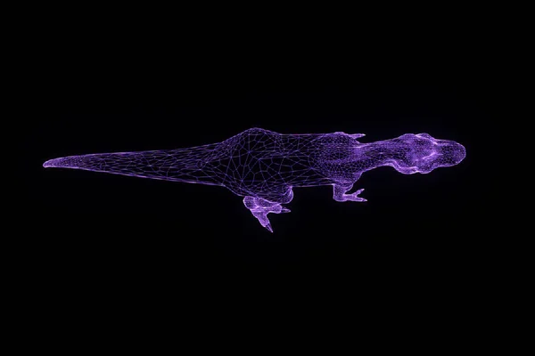 Dinozaur Trex w stylu model szkieletowy Hologram. Ładne renderowania 3d — Zdjęcie stockowe