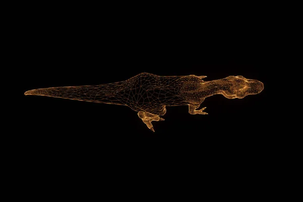 恐竜 Trex ホログラム ワイヤ フレーム スタイルで。素敵な 3 d レンダリング — ストック写真