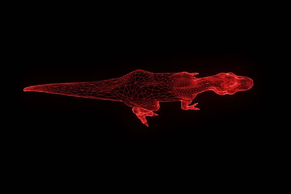 Dinossauro TRex em holograma Wireframe Style. Boa renderização 3D — Fotografia de Stock