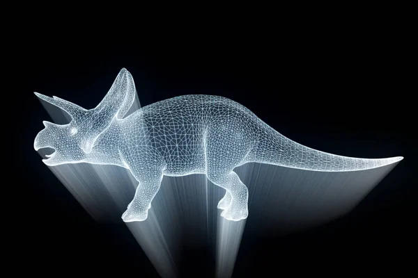 Triceratops σε ολόγραμμα Wireframe στυλ. Ωραία 3d Rendering — Φωτογραφία Αρχείου