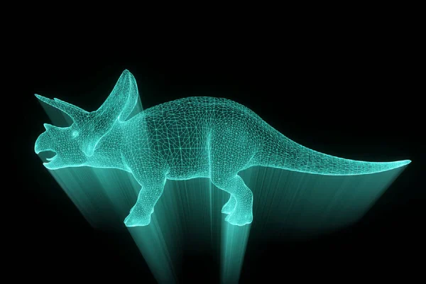 Triceratops σε ολόγραμμα Wireframe στυλ. Ωραία 3d Rendering — Φωτογραφία Αρχείου