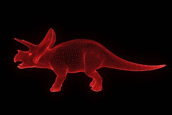 Triceratops in Hologram Wireframe Style (en inglés). Niza 3D Rendering —  Fotos de Stock