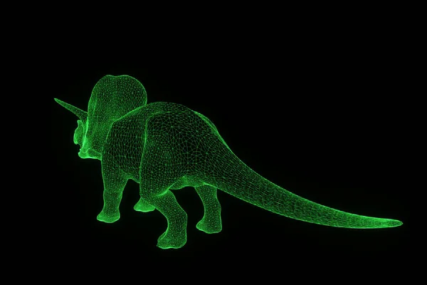 Triceratops v stylu drátového modelu Hologram. Pěkný 3d vykreslování — Stock fotografie