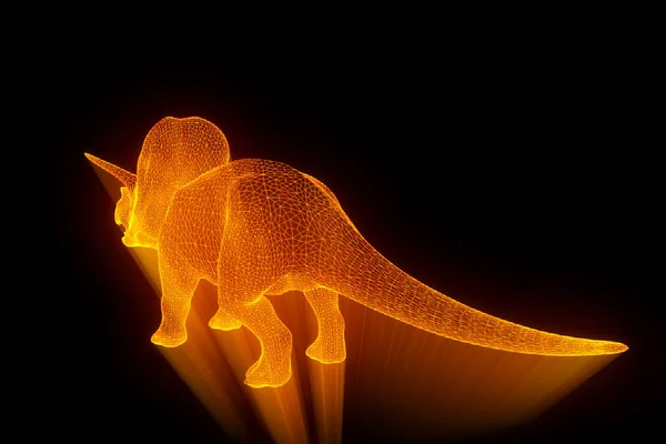 Triceratops Hologram tel kafes tarzı. Güzel 3d render — Stok fotoğraf