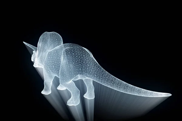 Triceratops Hologram tel kafes tarzı. Güzel 3d render — Stok fotoğraf