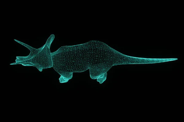 Tricératops en Hologramme Wireframe Style. Belle rendu 3D — Photo