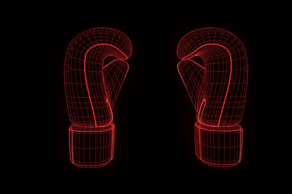 Gants de boxe en fil métallique hologramme. Belle rendu 3D — Photo