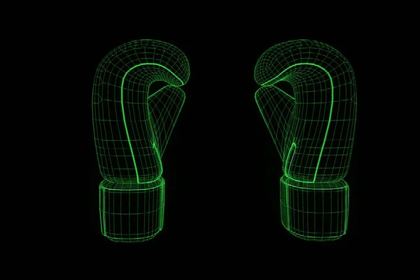 홀로그램 와이어 프레임에서 권투 장갑입니다. 멋진 3d 렌더링 — 스톡 사진