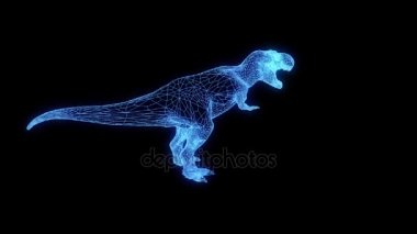 Dinozor Trex Hologram tel kafes tarzı. Güzel 3d render