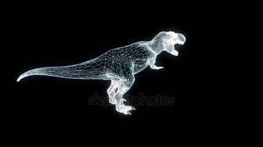 Dinozor Trex Hologram tel kafes tarzı. Güzel 3d render