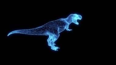 Dinozor Trex Hologram tel kafes tarzı. Güzel 3d render