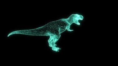 Dinozor Trex Hologram tel kafes tarzı. Güzel 3d render