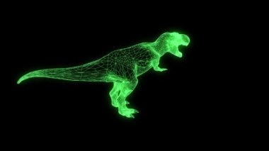 Dinozor Trex Hologram tel kafes tarzı. Güzel 3d render