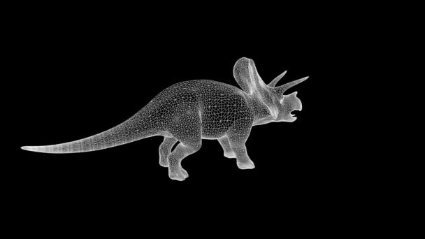 Triceratops σε ολόγραμμα Wireframe στυλ. Ωραία 3d Rendering — Αρχείο Βίντεο