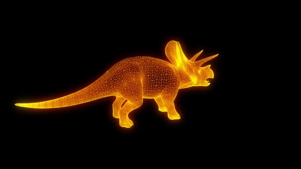 Tricératops en Hologramme Wireframe Style. Belle rendu 3D — Video