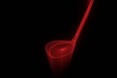 Golf raket Hologram tel kafes tarzı. Güzel 3d render