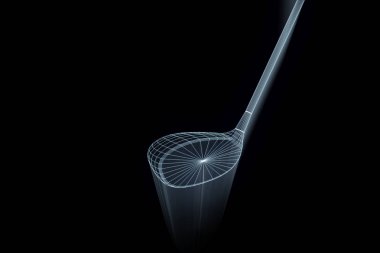Golf raket Hologram tel kafes tarzı. Güzel 3d render