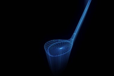 Golf raket Hologram tel kafes tarzı. Güzel 3d render
