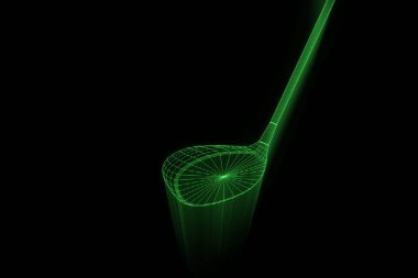 Golf raket Hologram tel kafes tarzı. Güzel 3d render