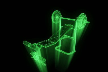 Spor salonu tezgah Hologram tel kafes tarzı. Güzel 3d render