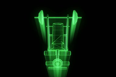 Spor salonu tezgah Hologram tel kafes tarzı. Güzel 3d render