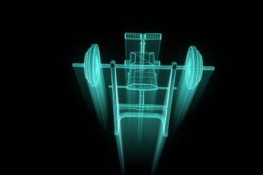 Spor salonu tezgah Hologram tel kafes tarzı. Güzel 3d render