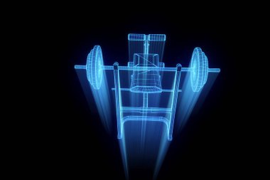 Spor salonu tezgah Hologram tel kafes tarzı. Güzel 3d render