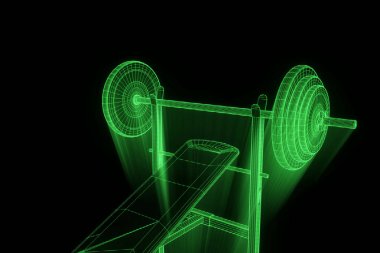 Spor salonu tezgah Hologram tel kafes tarzı. Güzel 3d render