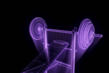Spor salonu tezgah Hologram tel kafes tarzı. Güzel 3d render