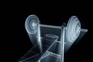 Spor salonu tezgah Hologram tel kafes tarzı. Güzel 3d render
