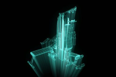 Spor salonu tezgah Hologram tel kafes tarzı. Güzel 3d render