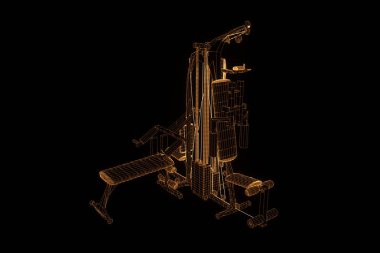 Spor salonu tezgah Hologram tel kafes tarzı. Güzel 3d render