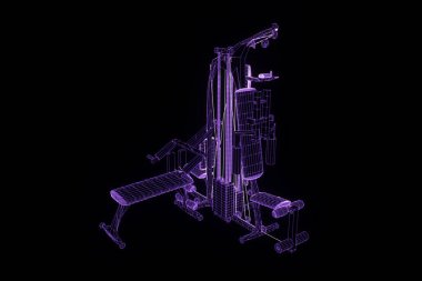 Spor salonu tezgah Hologram tel kafes tarzı. Güzel 3d render