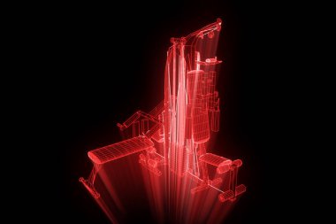 Spor salonu tezgah Hologram tel kafes tarzı. Güzel 3d render