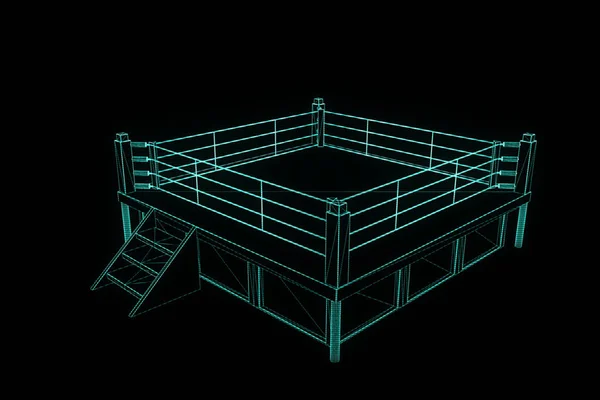 Боксерське кільце в голограмі. 3D рендерингу — стокове фото