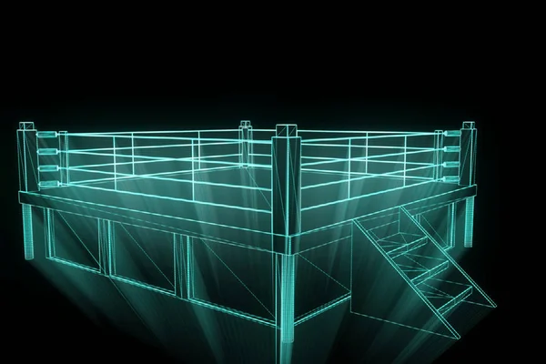 stock image Boxing Ring in Hologram Wireframe. Nice 3D Rendering