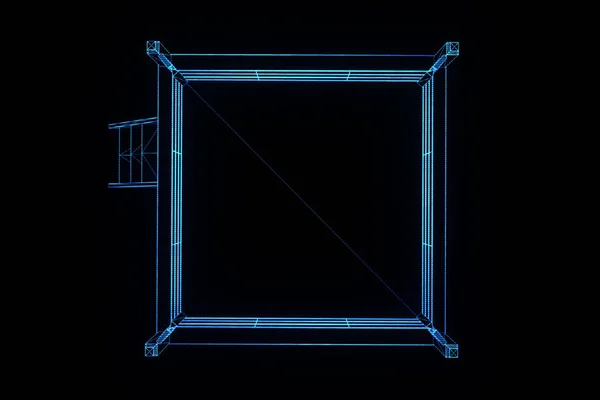 Anel de boxe em holograma Wireframe. Boa renderização 3D — Fotografia de Stock