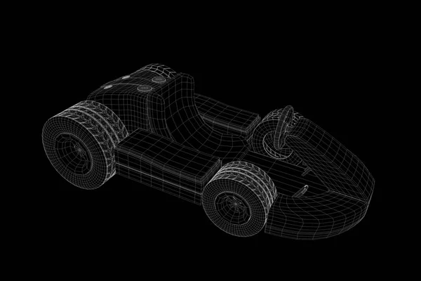 Racing Go Kart Hologram Wireframe. Nice 3D Rendering — Stock Photo, Image