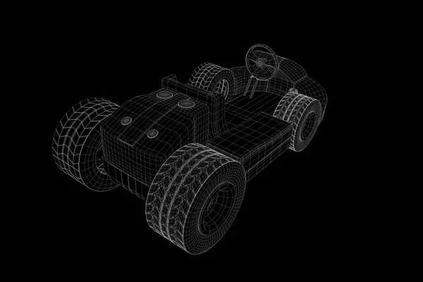 Rennsport Go Kart Hologramm Drahtgestell. schönes 3D-Rendering — Stockfoto