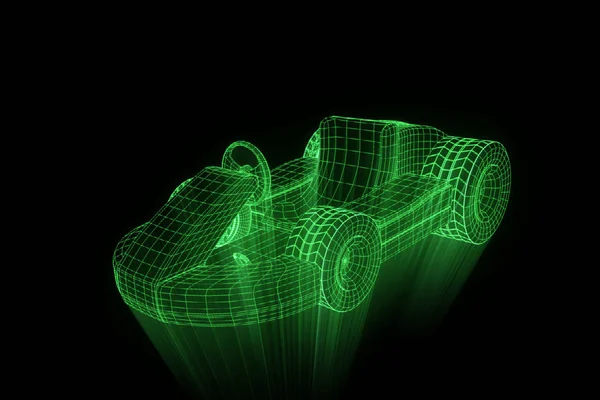 Racing Go Kart Hologram draadframe. Mooie 3D-Rendering — Stockfoto