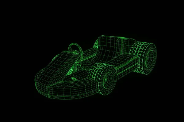 Racing Go Kart Hologram draadframe. Mooie 3D-Rendering — Stockfoto