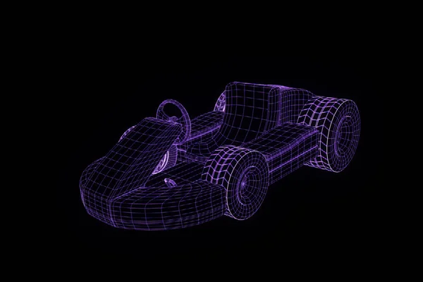 Racing gå Kart Hologram trådram. Fina 3d-Rendering — Stockfoto