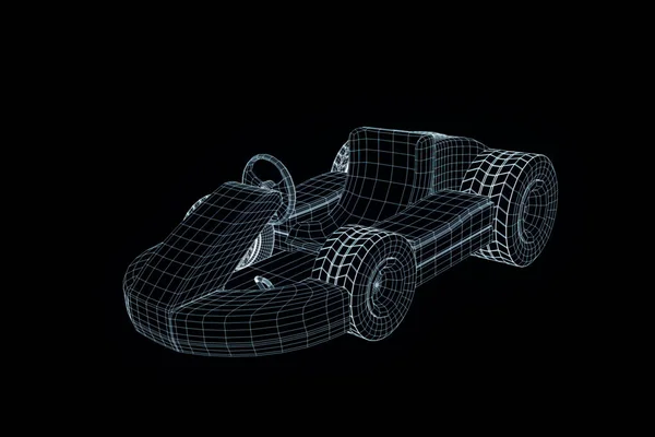 レースは、マリオカート ホログラム ワイヤ フレームを移動します。素敵な 3 d レンダリング — ストック写真