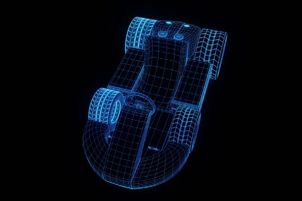 Rennsport Go Kart Hologramm Drahtgestell. schönes 3D-Rendering — Stockfoto