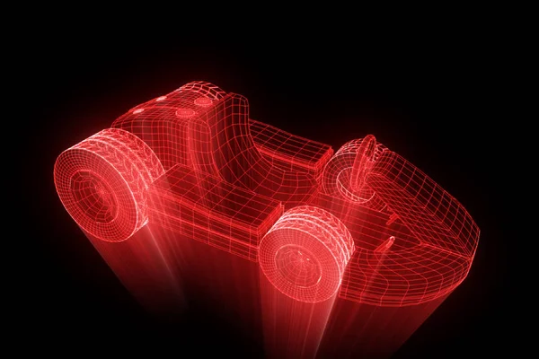 Závodní Go Kart Hologram Wireframe. Pěkný 3d vykreslování — Stock fotografie