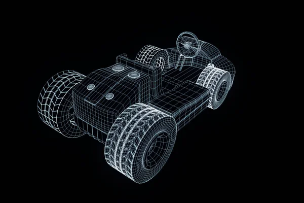 Corrida Go Kart Holograma Wireframe. Boa renderização 3D — Fotografia de Stock