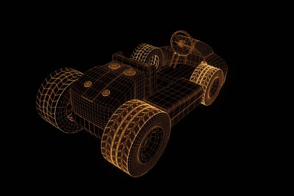 Racing Go Kart Holograma Wireframe. Niza 3D Rendering — Foto de Stock