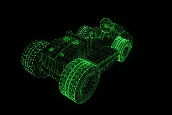 Corse Go Kart Ologramma Wireframe. Rendering 3D piacevole — Foto Stock